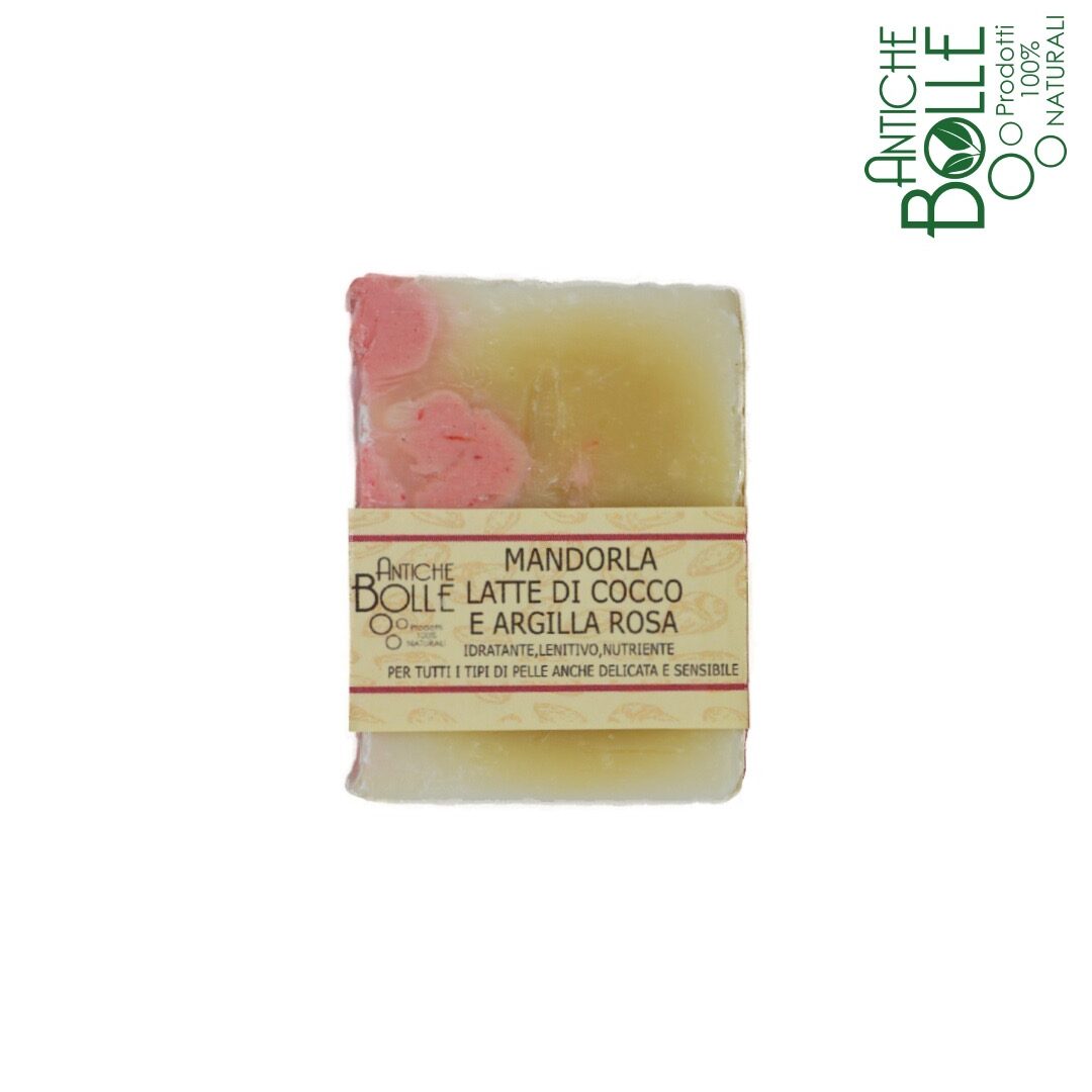 Sapone naturale Mandorla, latte di cocco e Argilla rosa