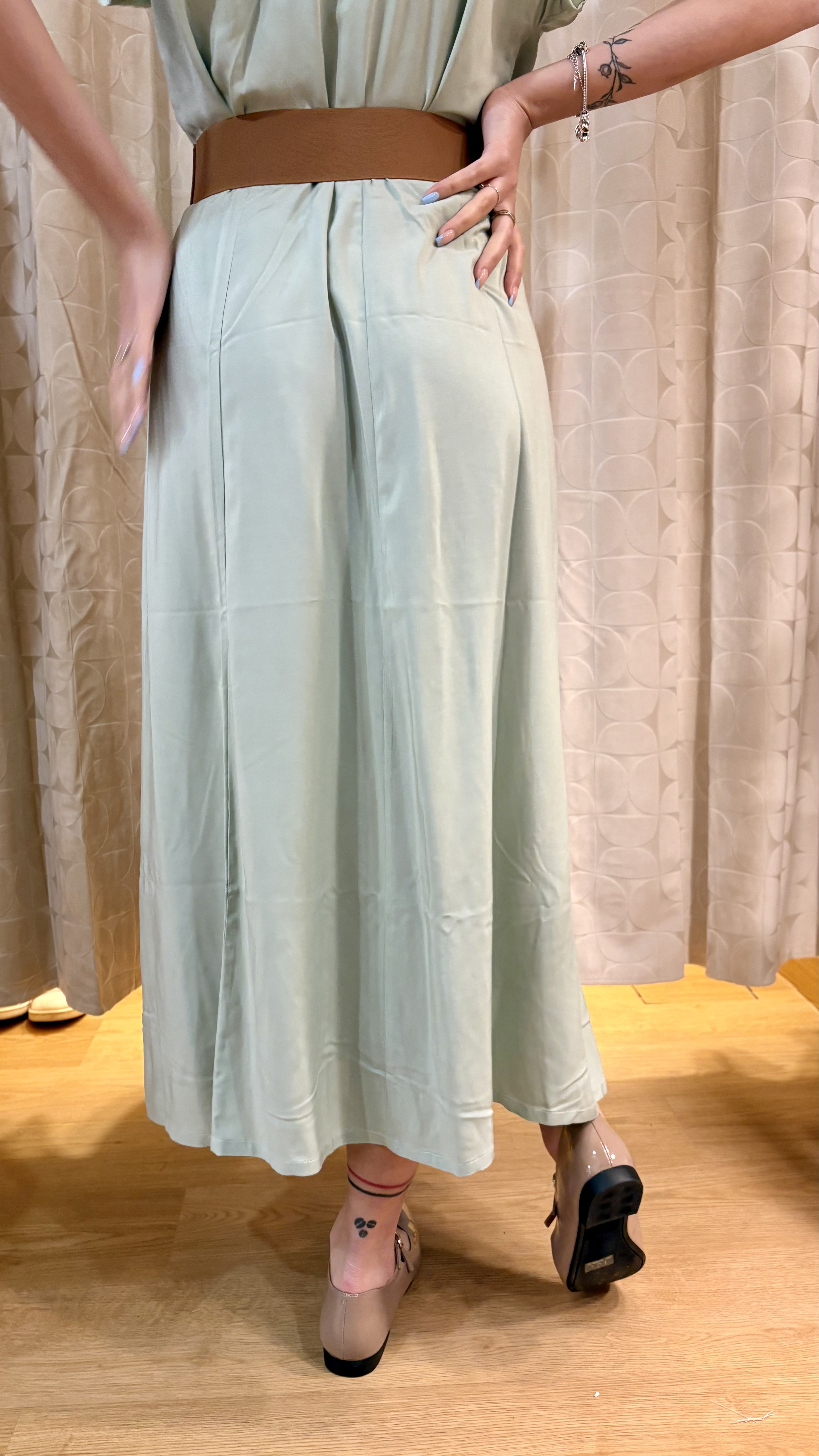 gonna fiore in bamboo verde menta - immagine 4