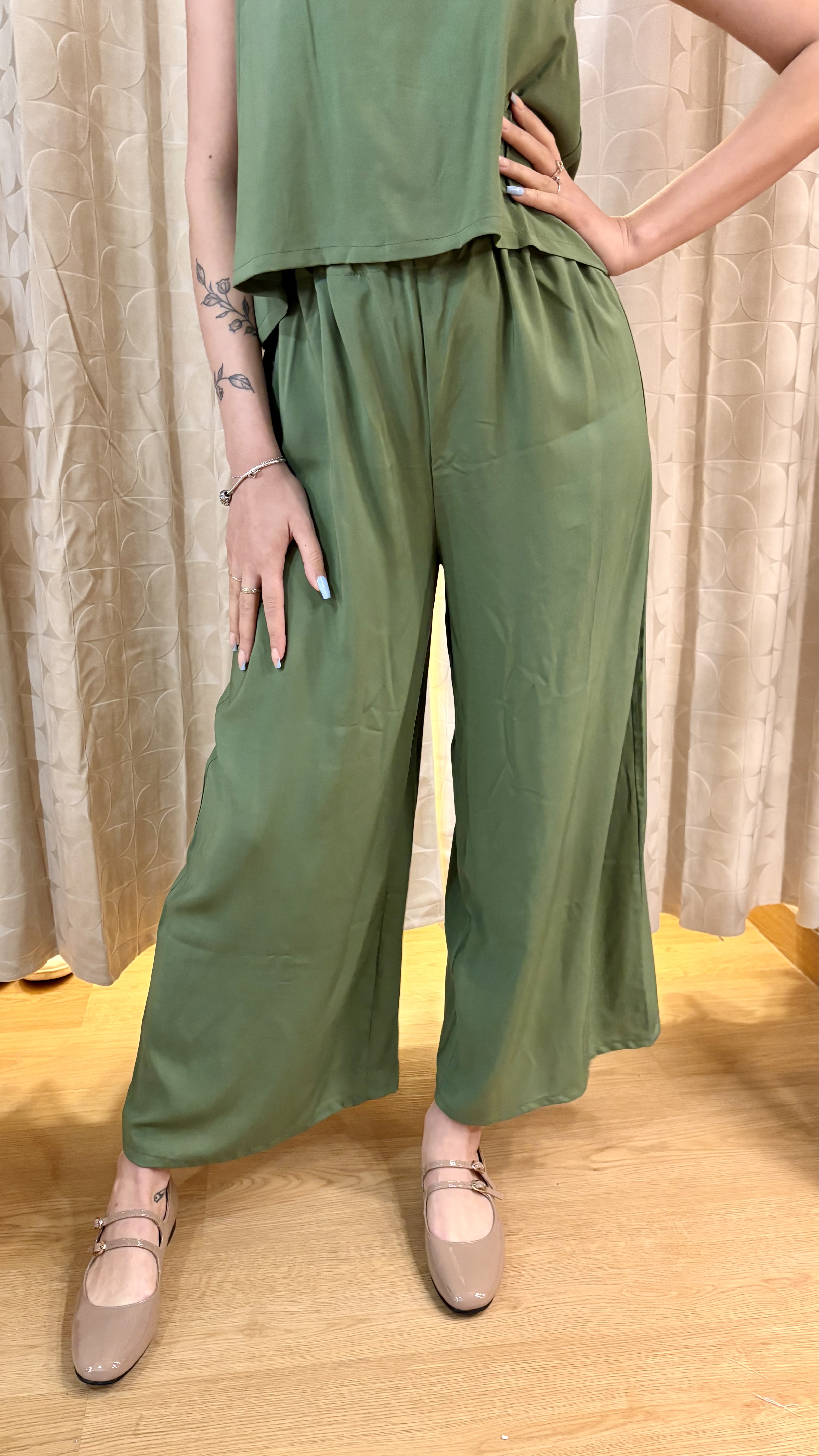 pantalone in bamboo verdone - immagine 2
