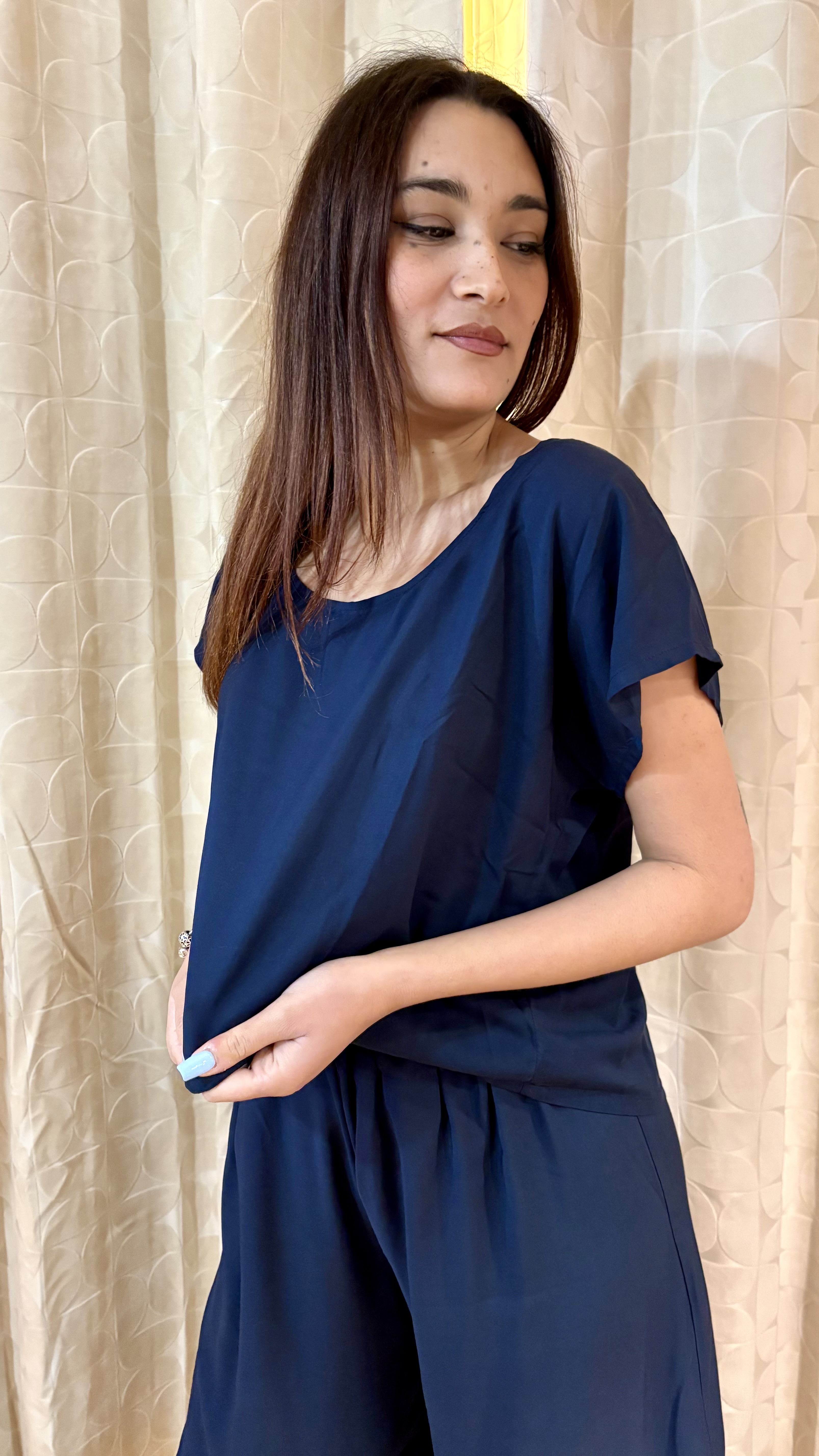 maglia crop in bamboo blu notte - immagine 2