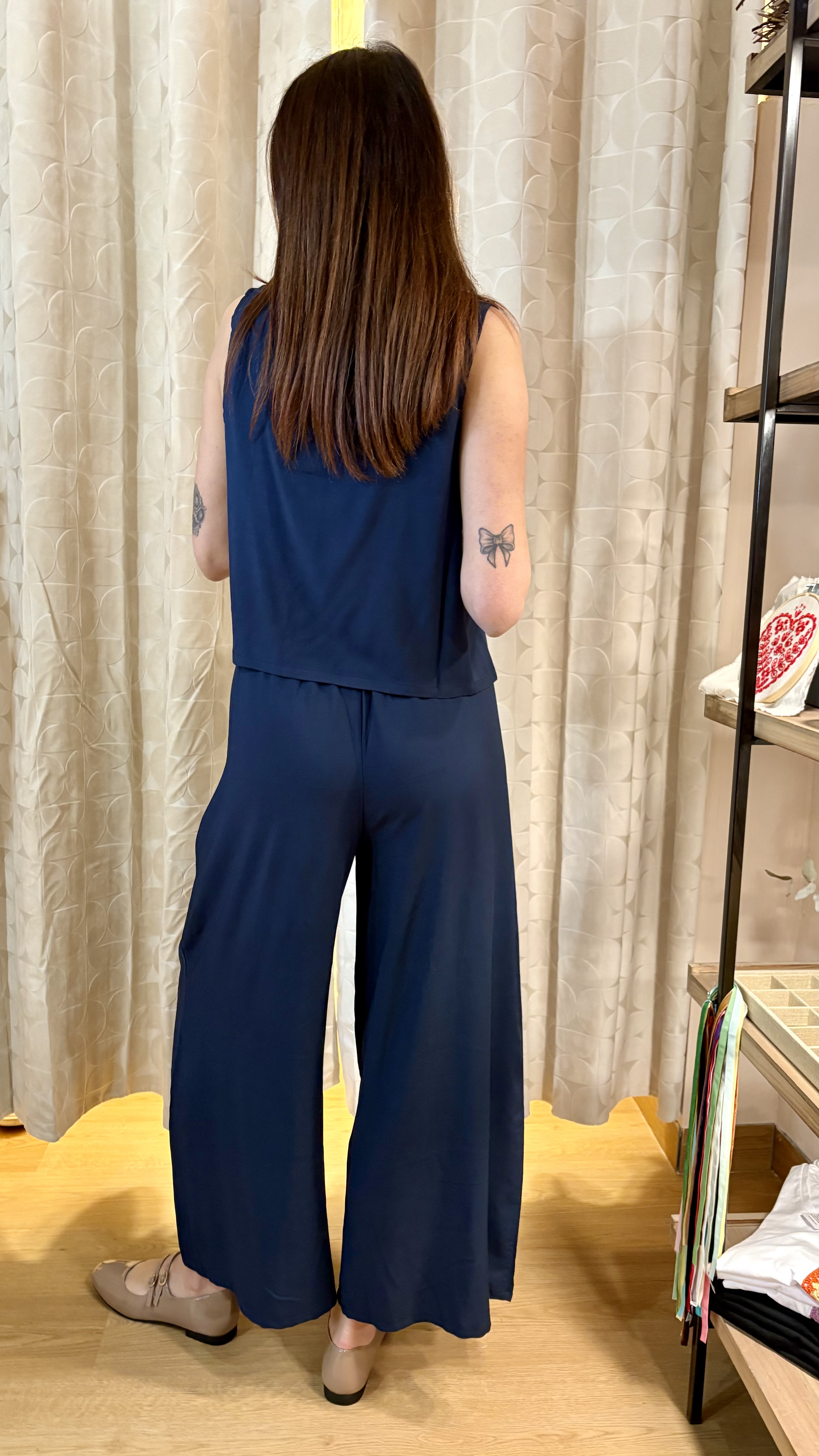 pantalone in bamboo blu notte - immagine 3