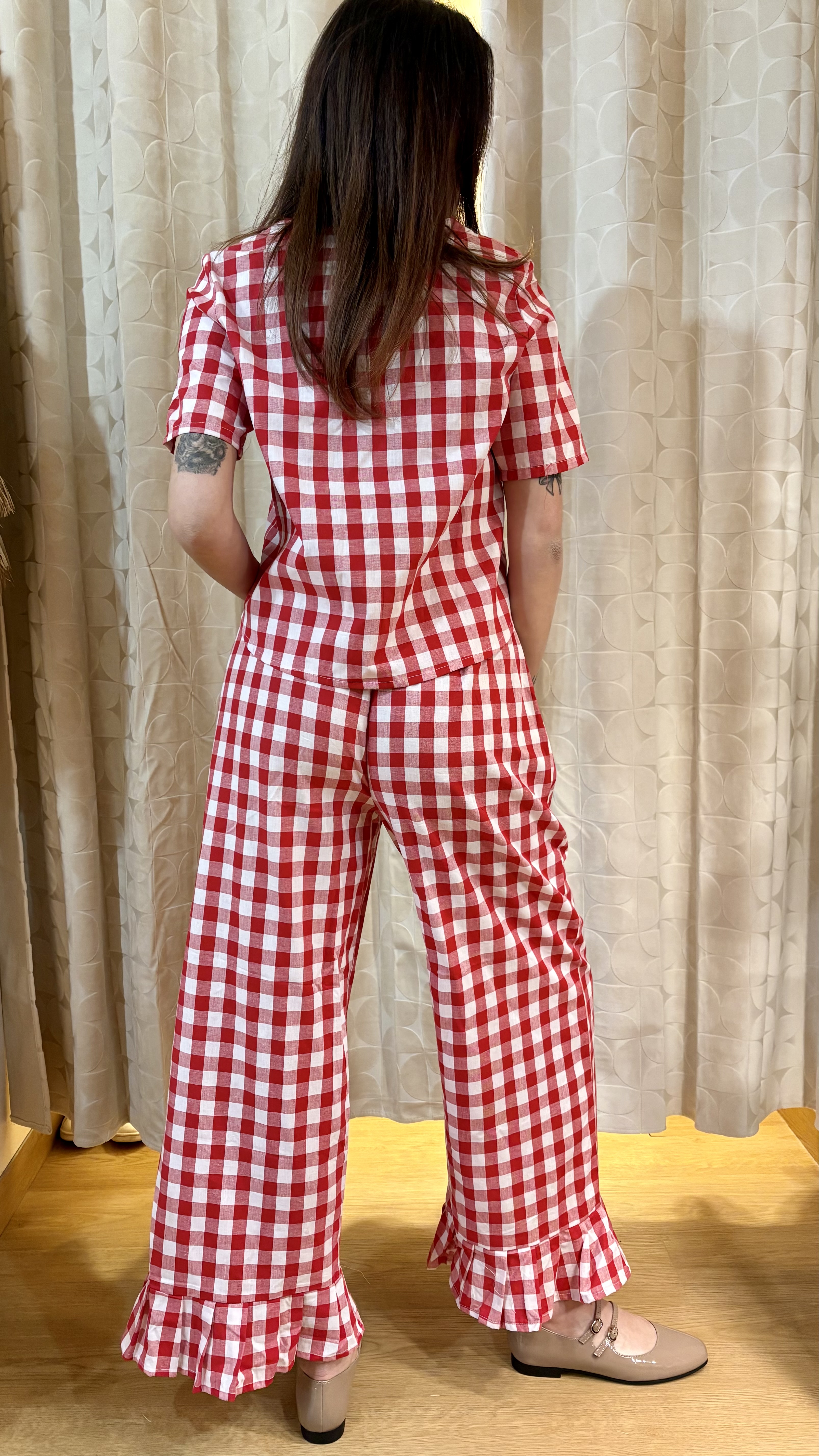 pantaloni fru fru in vichy rosso - immagine 3