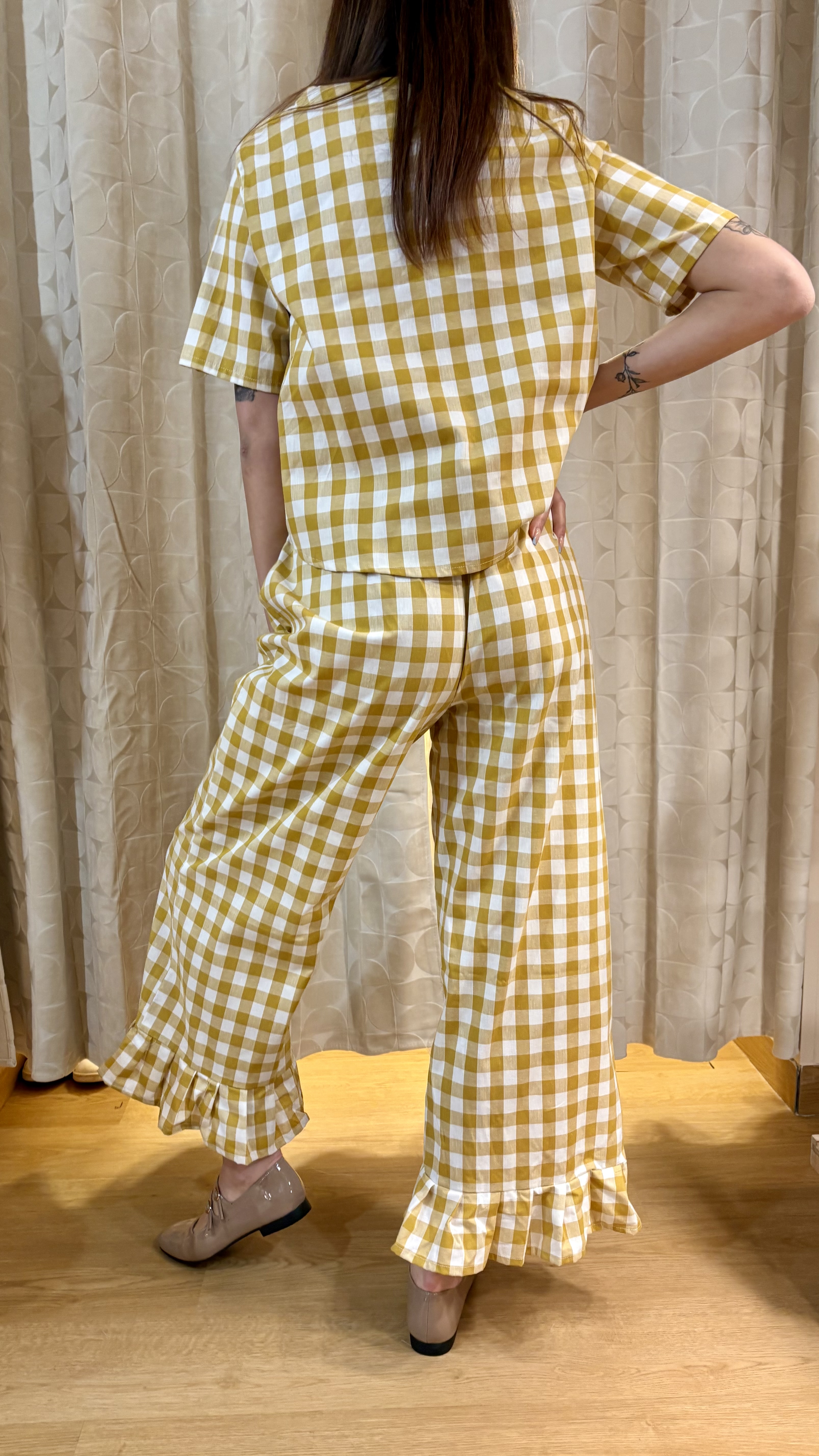 pantalone fru fru in vichy senape - immagine 2