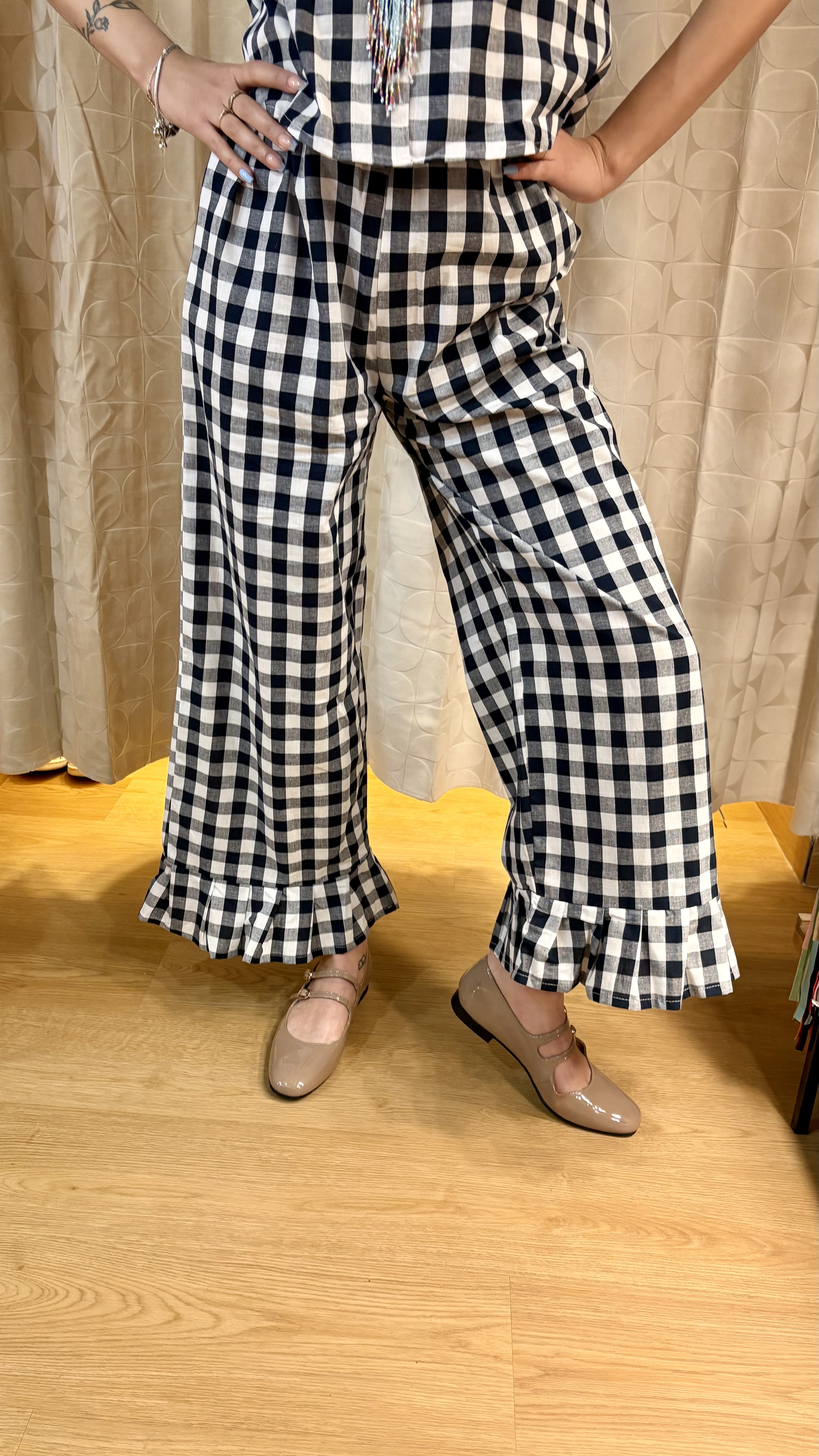pantalone fru fru in vichy blu notte - immagine 4
