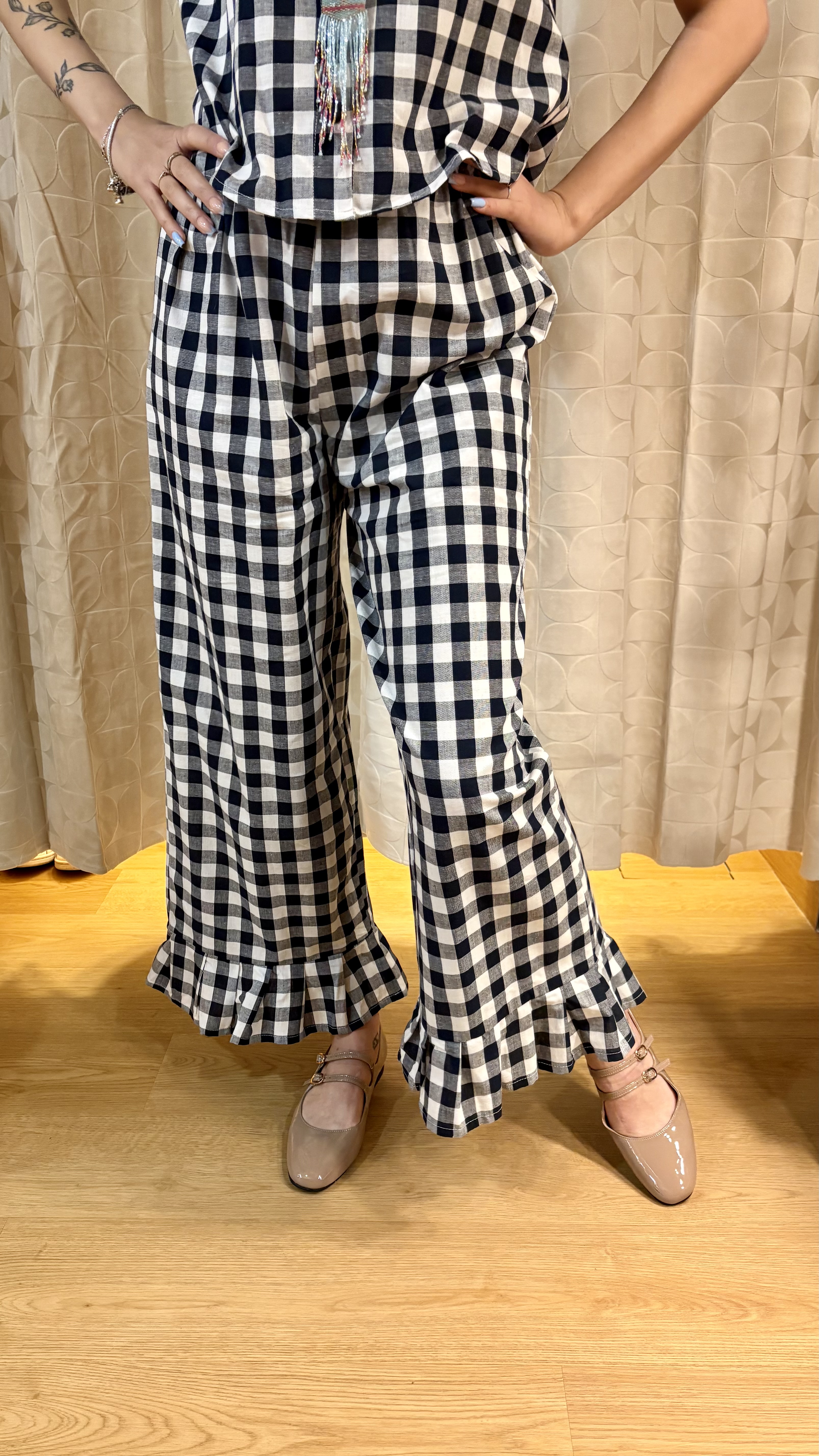 pantalone fru fru in vichy blu notte - immagine 3