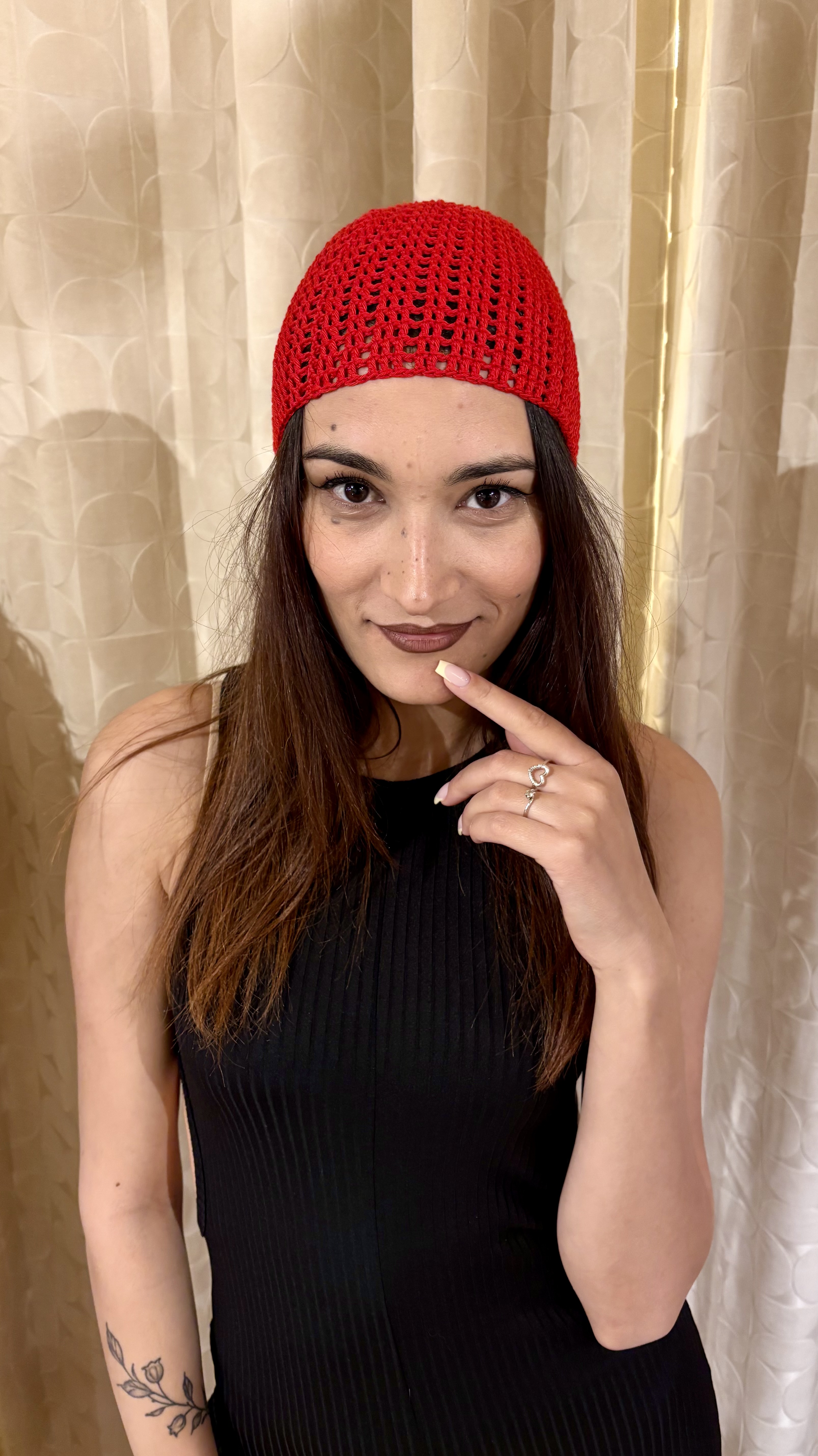 cuffietta all'uncinetto rossa