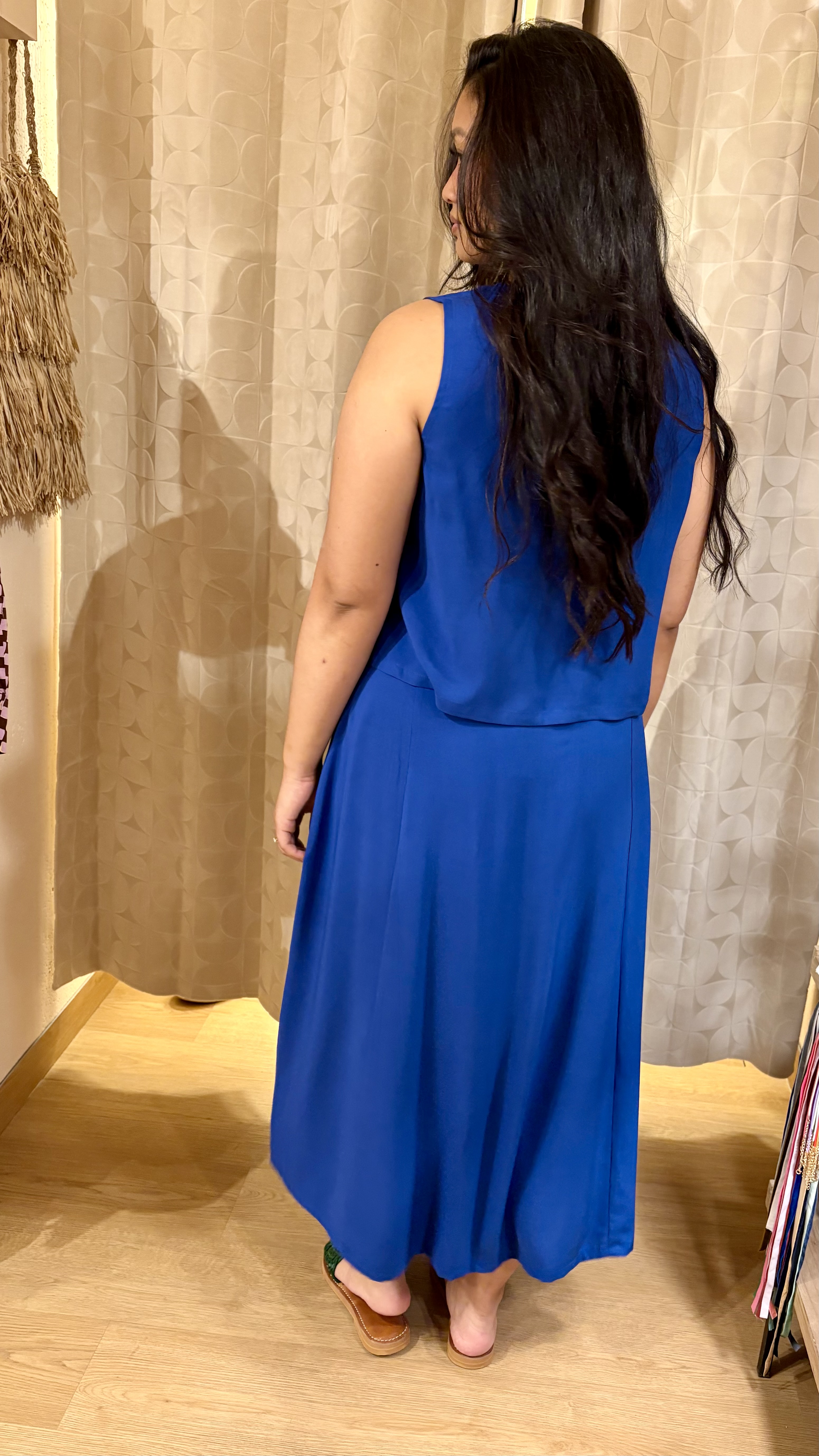 gonna fiore in bamboo blu mediterraneo - immagine 4