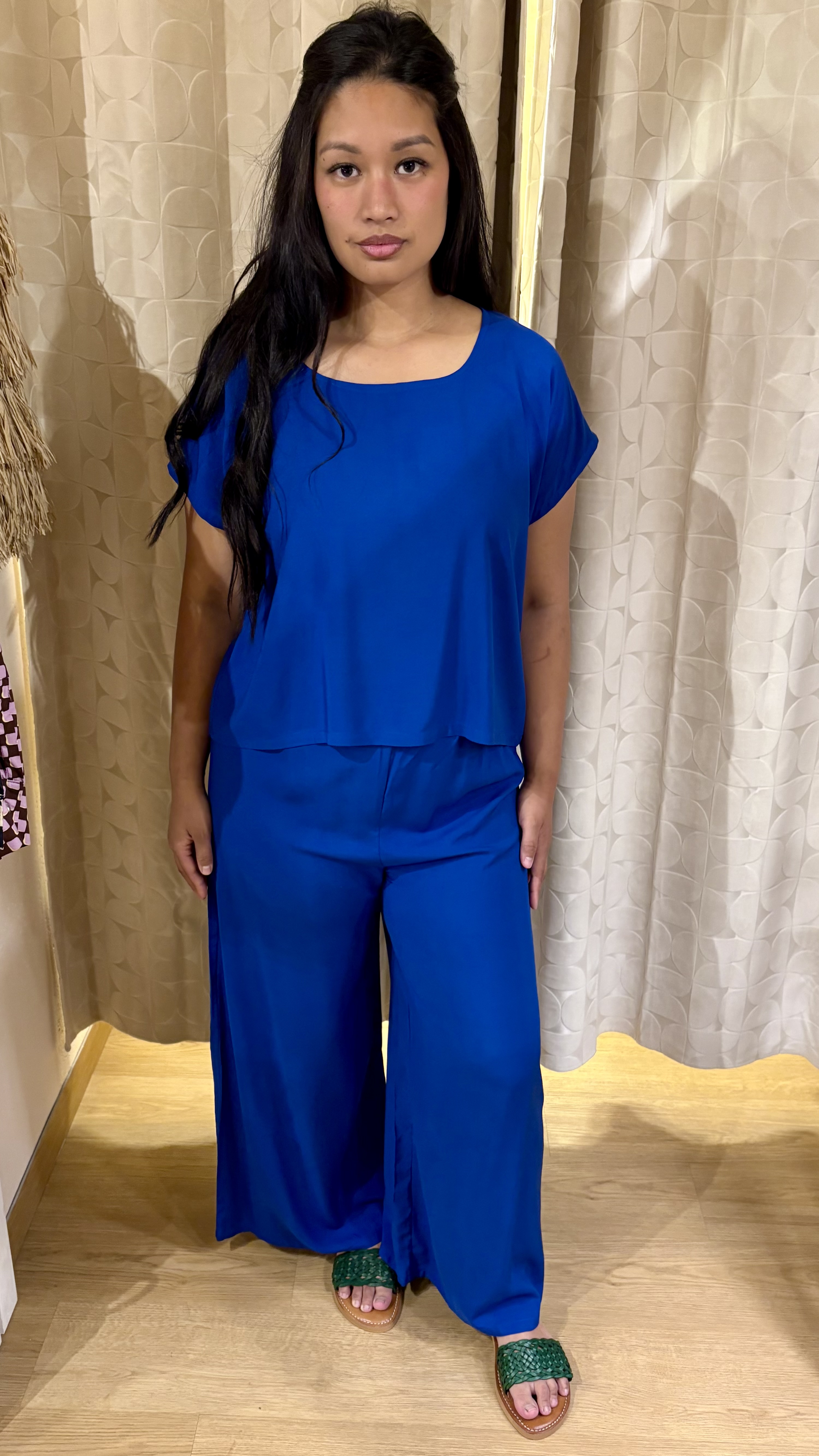 maglia crop in bamboo blu mediterraneo - immagine 2