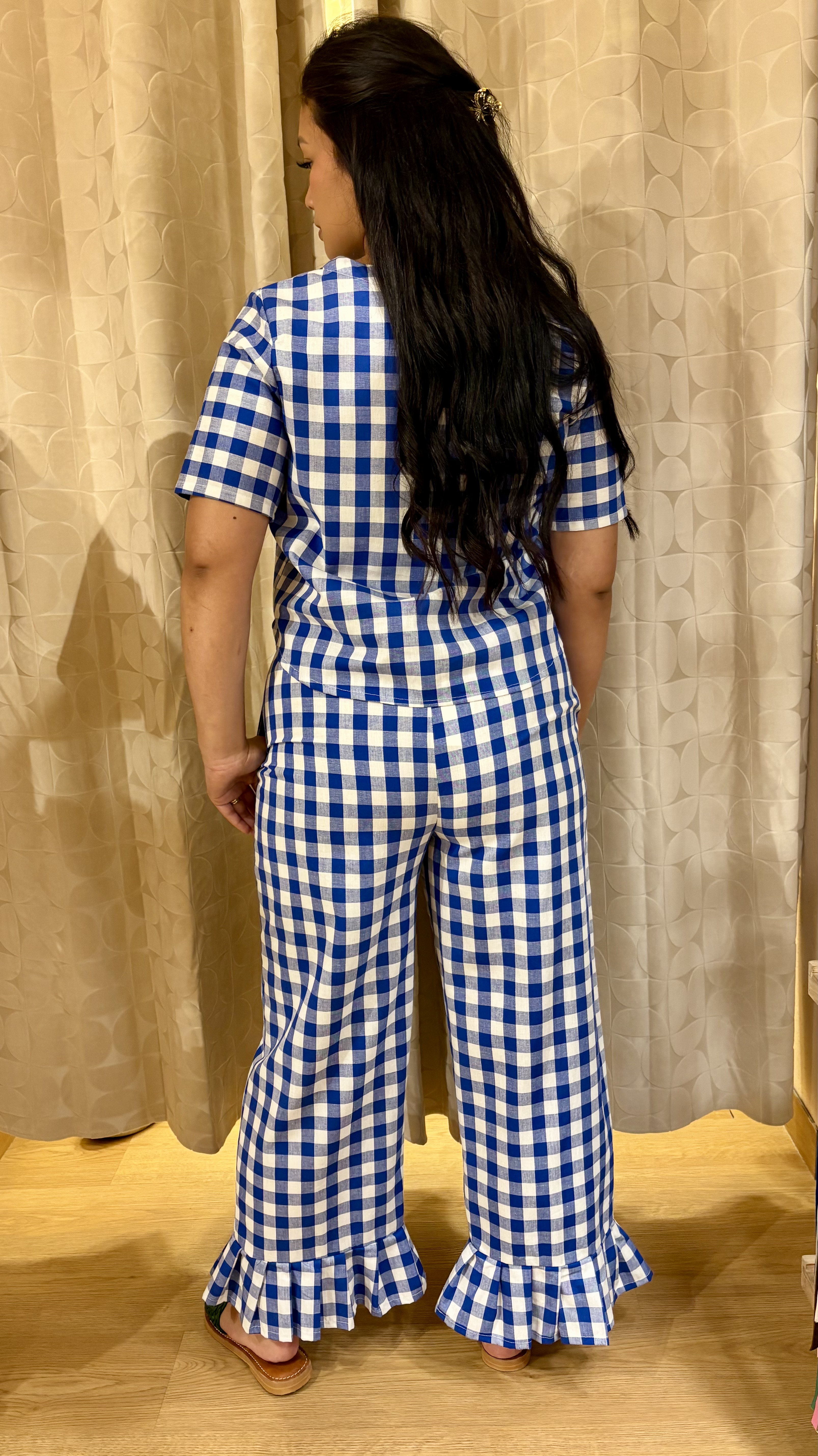 pantalone fru fru in vichy blu mediterraneo - immagine 2
