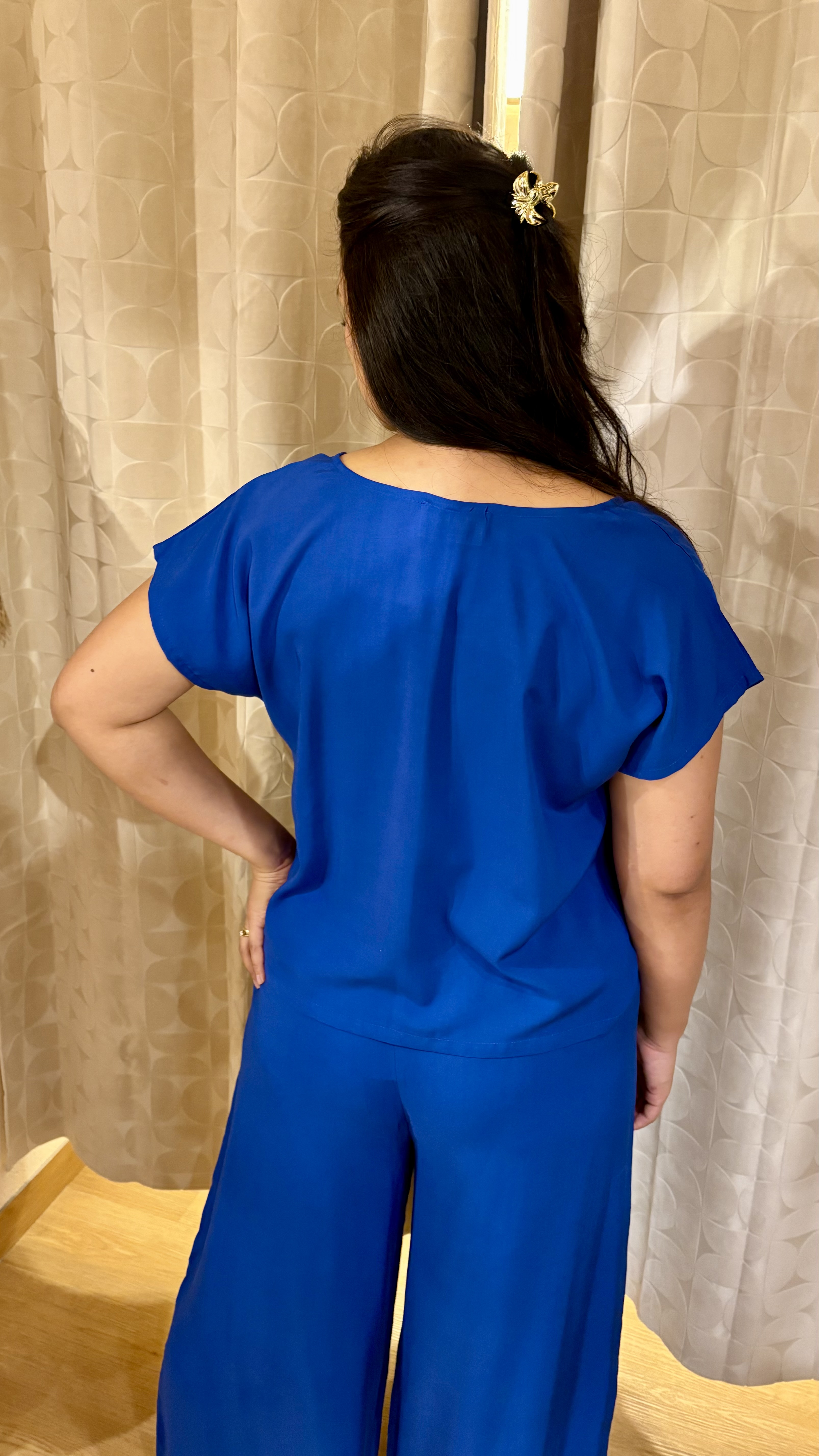 maglia crop in bamboo blu mediterraneo - immagine 4