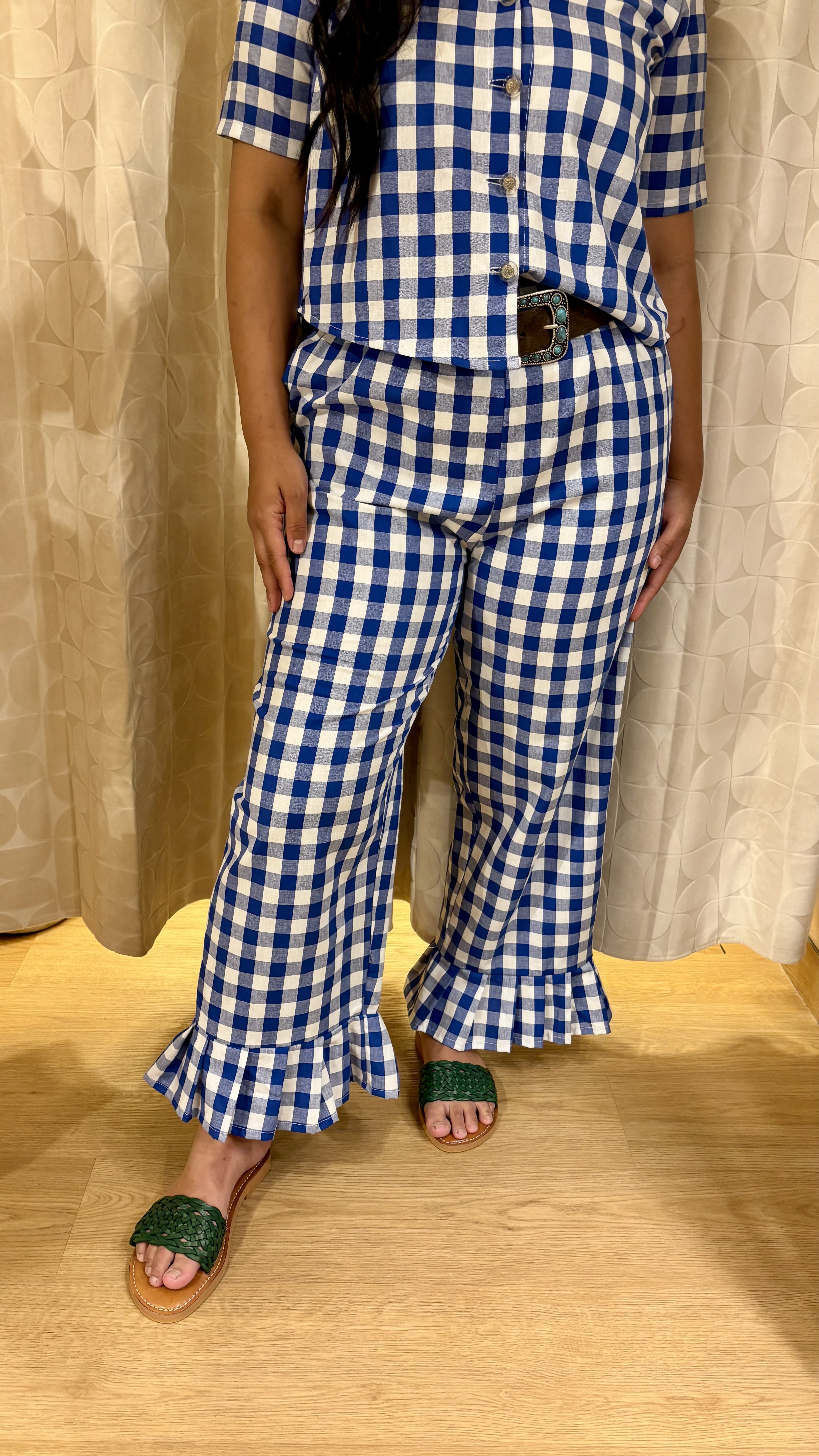 pantalone fru fru in vichy blu mediterraneo - immagine 3