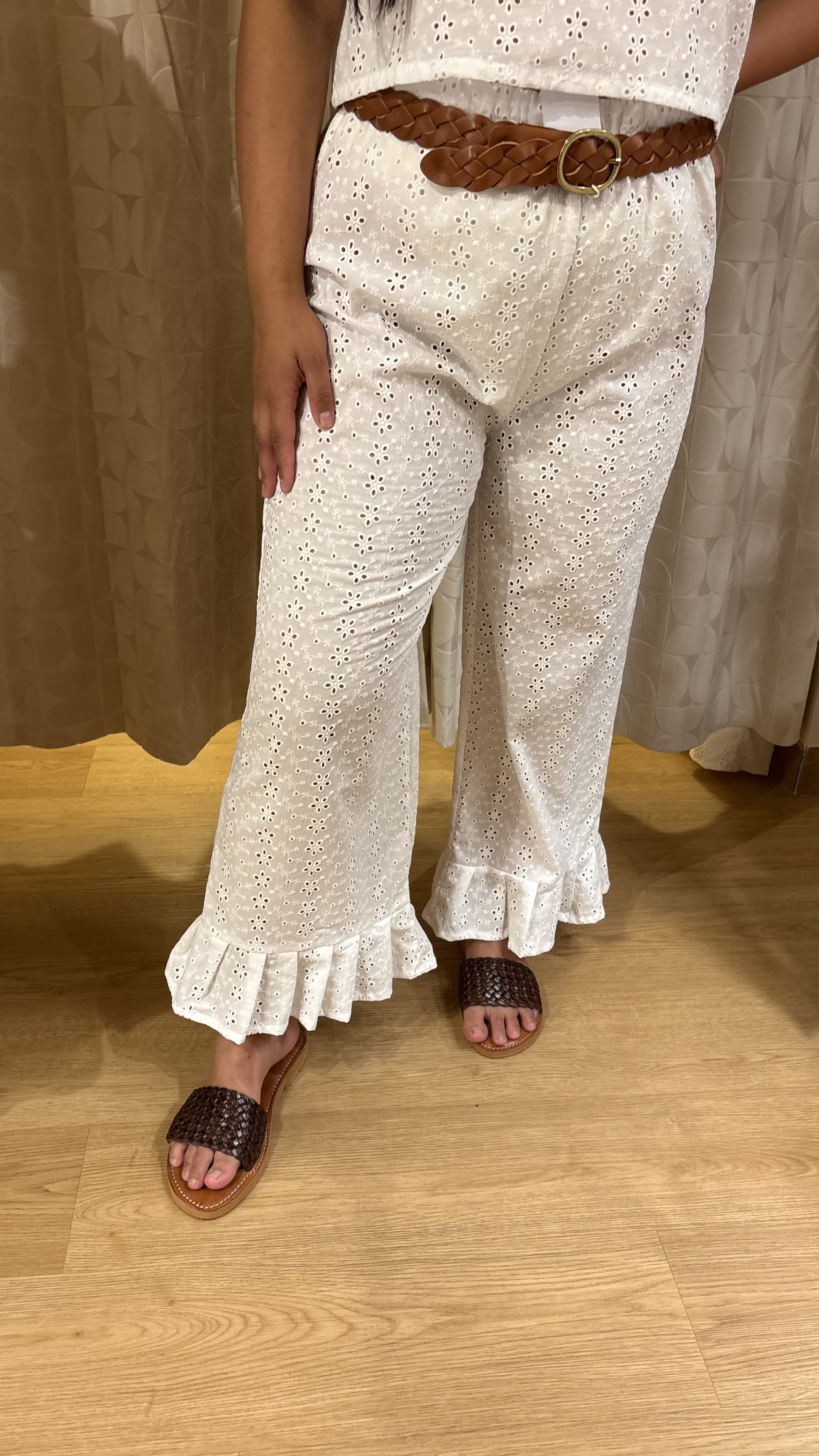 pantalone in cotone sangallo bianco - immagine 3
